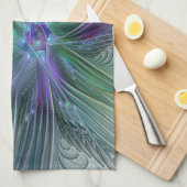 Paarse Groene Bloem Moderne Abstracte Kunst Fracta Theedoek (Quarter Fold)