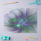 Paarse Groene Bloem Moderne Abstracte Kunst Fracta Tissuepapier (Craft)