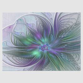 Paarse Groene Bloem Moderne Abstracte Kunst Fracta Tissuepapier