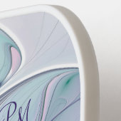 Paarse Groene Bloem Moderne Abstracte Kunst Initia Pickleball Paddle (Links Detail)