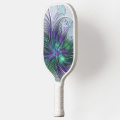 Paarse Groene Bloem Moderne Abstracte Kunst Initia Pickleball Paddle (Links)