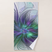 Paarse groene bloem Moderne Abstracte Kunstfractal Badhanddoek (Badhanddoek)