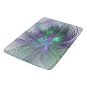 Paarse groene bloem Moderne Abstracte Kunstfractal Badmat (Gekanteld)