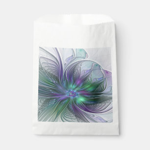 Paarse groene bloem Moderne Abstracte Kunstfractal Bedankzakje