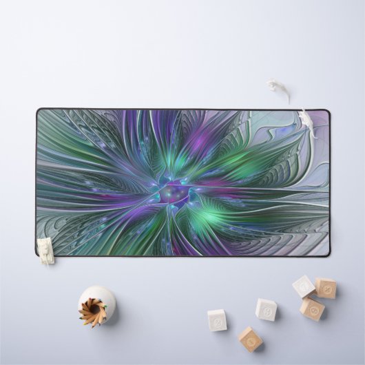 Paarse groene bloem Moderne Abstracte Kunstfractal Bureaumat (Kindertafel)