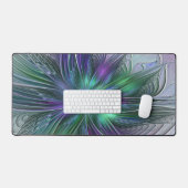Paarse groene bloem Moderne Abstracte Kunstfractal Bureaumat (Keyboard & Muis)