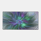 Paarse groene bloem Moderne Abstracte Kunstfractal Bureaumat (Voorkant)