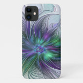 Paarse groene bloem Moderne Abstracte Kunstfractal Case-Mate iPhone Case (Achterkant)