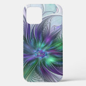 Paarse groene bloem Moderne Abstracte Kunstfractal Case-Mate iPhone Case (Achterkant)