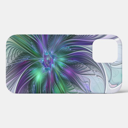 Paarse groene bloem Moderne Abstracte Kunstfractal Case-Mate iPhone Case (Achterkant (horizontaal))