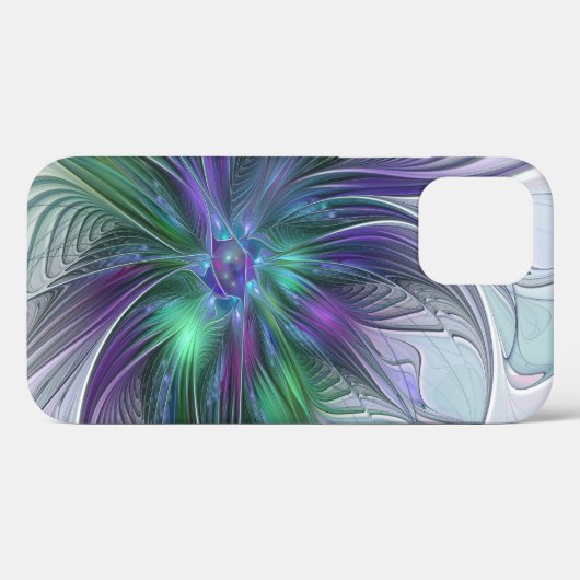 Paarse groene bloem Moderne Abstracte Kunstfractal Case-Mate iPhone Case (Achterkant (horizontaal))