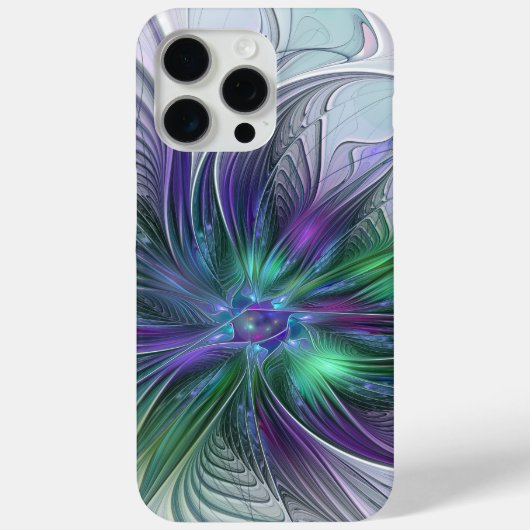Paarse groene bloem Moderne Abstracte Kunstfractal Case-Mate iPhone Case (Achterkant)