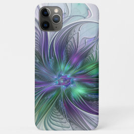 Paarse groene bloem Moderne Abstracte Kunstfractal Case-Mate iPhone Case