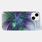 Paarse groene bloem Moderne Abstracte Kunstfractal Case-Mate iPhone Case (Achterkant (horizontaal))
