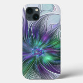 Paarse groene bloem Moderne Abstracte Kunstfractal Case-Mate iPhone Case (Achterkant)
