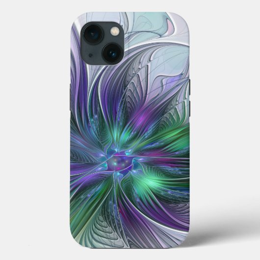 Paarse groene bloem Moderne Abstracte Kunstfractal Case-Mate iPhone Case (Achterkant)