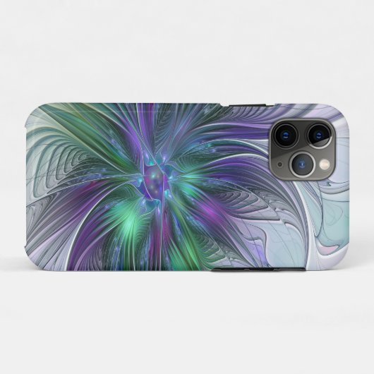 Paarse groene bloem Moderne Abstracte Kunstfractal Case-Mate iPhone Case (Achterkant (horizontaal))