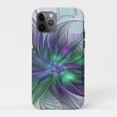 Paarse groene bloem Moderne Abstracte Kunstfractal Case-Mate iPhone Case (Achterkant)