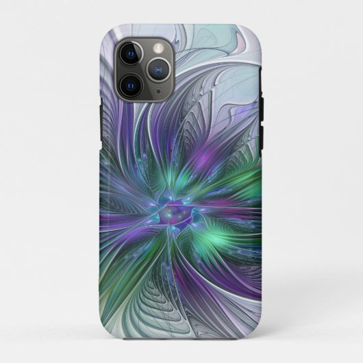 Paarse groene bloem Moderne Abstracte Kunstfractal Case-Mate iPhone Case (Achterkant)