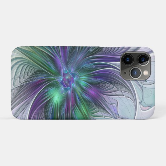 Paarse groene bloem Moderne Abstracte Kunstfractal Case-Mate iPhone Case (Achterkant (horizontaal))