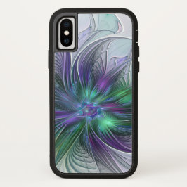 Paarse groene bloem Moderne Abstracte Kunstfractal Case-Mate iPhone Case