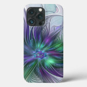Paarse groene bloem Moderne Abstracte Kunstfractal Case-Mate iPhone Case (Achterkant)