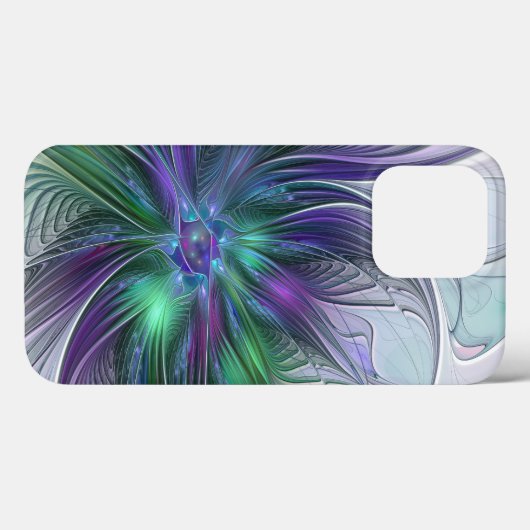 Paarse groene bloem Moderne Abstracte Kunstfractal Case-Mate iPhone Case (Achterkant (horizontaal))
