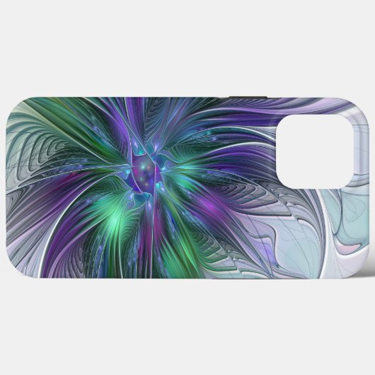 Paarse groene bloem Moderne Abstracte Kunstfractal Case-Mate iPhone Case (Achterkant (horizontaal))