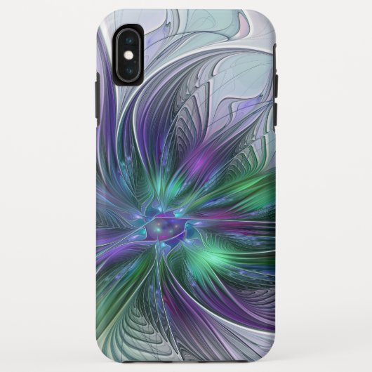 Paarse groene bloem Moderne Abstracte Kunstfractal Case-Mate iPhone Case (Achterkant)