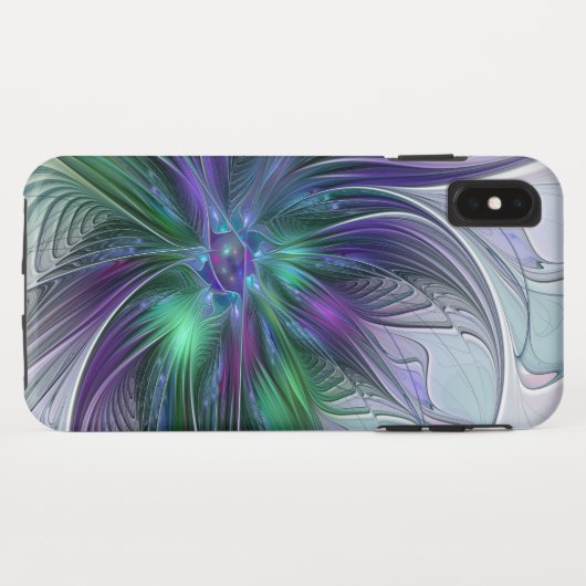 Paarse groene bloem Moderne Abstracte Kunstfractal Case-Mate iPhone Case (Achterkant (horizontaal))