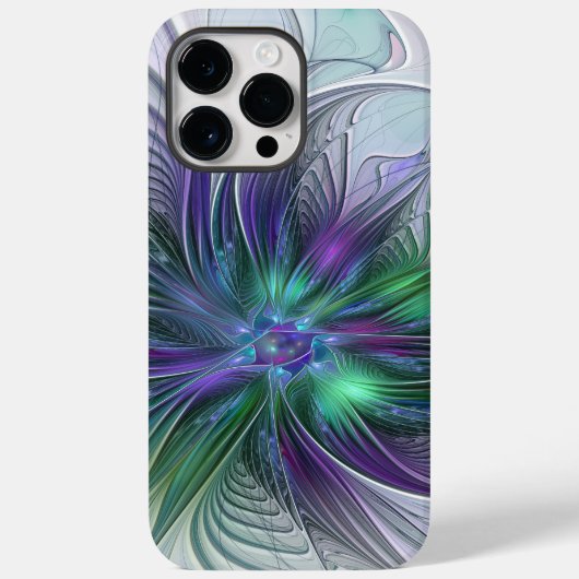 Paarse groene bloem Moderne Abstracte Kunstfractal Case-Mate iPhone Case (Achterkant)