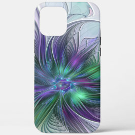 Paarse groene bloem Moderne Abstracte Kunstfractal Case-Mate iPhone Case