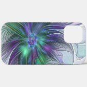 Paarse groene bloem Moderne Abstracte Kunstfractal Case-Mate iPhone Case (Achterkant (horizontaal))