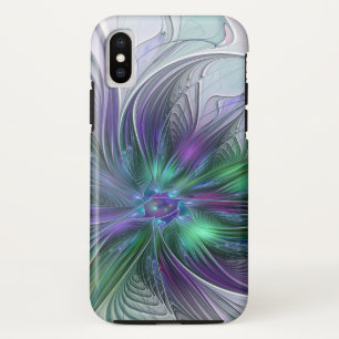 Paarse groene bloem Moderne Abstracte Kunstfractal Case-Mate iPhone Case