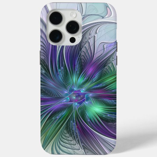 Paarse groene bloem Moderne Abstracte Kunstfractal Case-Mate iPhone Case (Achterkant)
