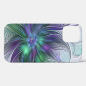 Paarse groene bloem Moderne Abstracte Kunstfractal Case-Mate iPhone Case (Achterkant (horizontaal))