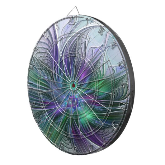 Paarse groene bloem Moderne Abstracte Kunstfractal Dartbord (Voorkant Rechts)