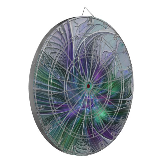 Paarse groene bloem Moderne Abstracte Kunstfractal Dartbord (Voorkant Links)