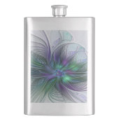 Paarse groene bloem Moderne Abstracte Kunstfractal Flacon (Voorkant)