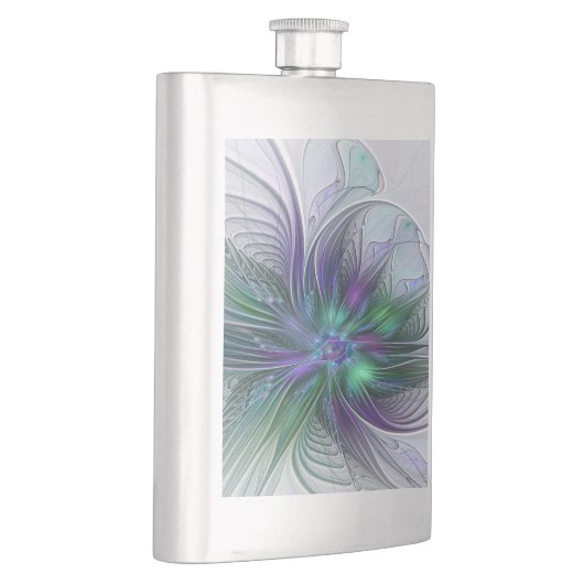 Paarse groene bloem Moderne Abstracte Kunstfractal Flacon (Rechts)