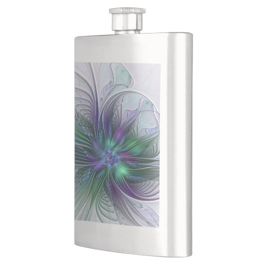 Paarse groene bloem Moderne Abstracte Kunstfractal Flacon (Links)