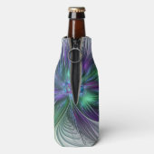 Paarse groene bloem Moderne Abstracte Kunstfractal Flesjeskoeler (Fles Achterkant)