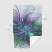 Paarse groene bloem Moderne Abstracte Kunstfractal Golfhanddoek (Insitu)
