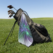 Paarse groene bloem Moderne Abstracte Kunstfractal Golfhanddoek (Groen)