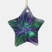 Paarse groene bloem Moderne Abstracte Kunstfractal Keramisch Ornament (Rechts)