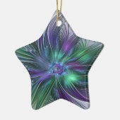 Paarse groene bloem Moderne Abstracte Kunstfractal Keramisch Ornament (Links)