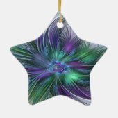 Paarse groene bloem Moderne Abstracte Kunstfractal Keramisch Ornament (Achterkant)
