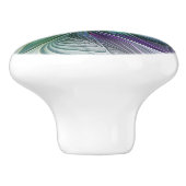 Paarse groene bloem Moderne Abstracte Kunstfractal Keramische Knop (Zijkant)