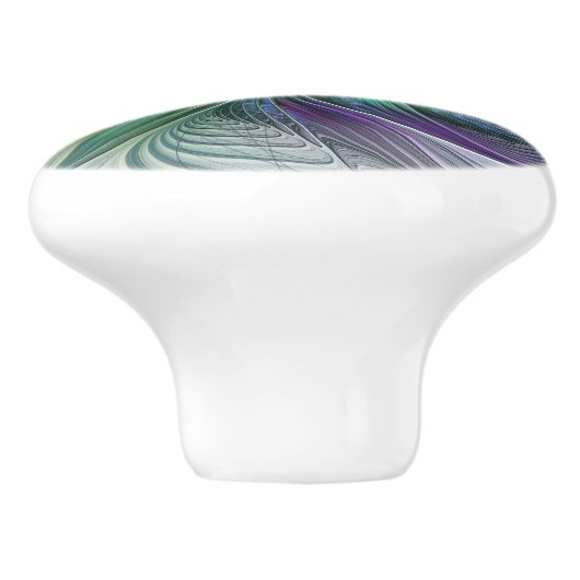 Paarse groene bloem Moderne Abstracte Kunstfractal Keramische Knop (Zijkant)