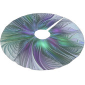 Paarse groene bloem Moderne Abstracte Kunstfractal Kerstboom Rok (Gekanteld)